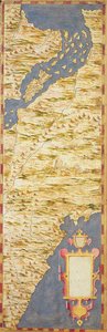 「地理地図のホール」c.1570からのブラジルの地図